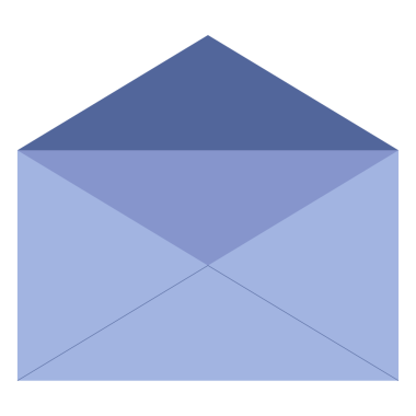 Saydam arkaplanda kopya alanı olan mavi zarfın dijital png çizimi. İzole resim, şekil, renk, posta ve yazma kavramı.