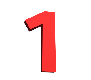 Şeffaf arkaplanda kırmızı 1 sayısının dijital png illüstrasyonu. İzole görüntü, sayı ve sembol kavramı.