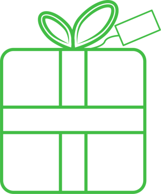 Şeffaf arka planda hediye etiketli yeşil hediyenin dijital png çizimi. İzole görüntü, hediye ve doğum günü.