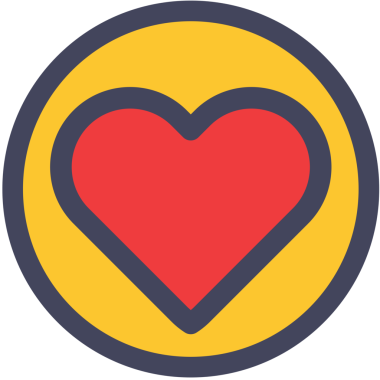 Saydam arkaplanda kırmızı kalpli sarı dairenin dijital png çizimi. İzole görüntü, aşk ve sevgililer günü..