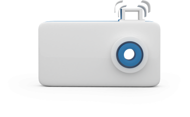 Saydam arkaplanda flaş lambası olan beyaz kameranın dijital png çizimi. İzole görüntü, fotoğrafçılık, iş ve hobi.