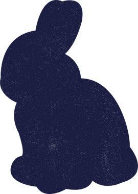 Şeffaf arkaplanda siyah tavşanın dijital png çizimi. İzole görüntü, şekiller ve hayvan konsepti.