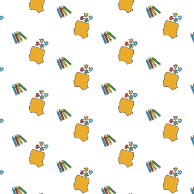 İşaretleyicilerin dijital png çizimi ve şeffaf arkaplanda yapboz ile kafası. İzole görüntü, şekiller ve fikir kavramı.