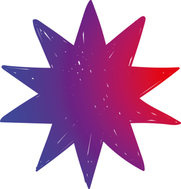 Şeffaf arkaplanda renkli yıldızın dijital png çizimi. İzole görüntü, renkler ve şekiller konsepti.