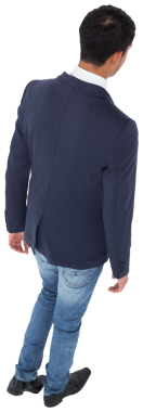 Çift ırklı iş adamının şeffaf arkaplanda yürürken çekilmiş dijital png fotoğrafı. İzole fotoğraf, iş ve profesyonel..