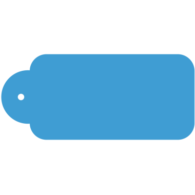 Saydam arkaplanda kopya alanı olan mavi etiketin dijital png çizimi. İzole görüntü, şekil, renk ve yazım kavramı.