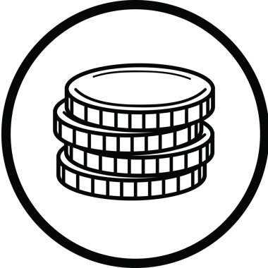 Beyaz dairedeki bozuk para yığınlarının dijital png çizimi, şeffaf arkaplanda kopyalama alanı. İzole görüntü, şekil, renk ve para birimi kavramı.