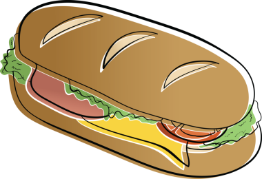 Şeffaf arka planda peynirli ve jambonlu sandviçin dijital png çizimi. İzole görüntü, yiyecek ve lezzet konsepti.