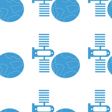 Mavi kürelerin ve uyduların dijital png çizimi şeffaf arkaplanda tekrarlandı. Ayrı resim, tasarım arkaplan ve maket.