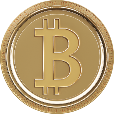 Saydam arka planda altın bitcoin parasının dijital png çizimi. İzole görüntü, şekil, renk ve teknoloji ve para birimi kavramı.