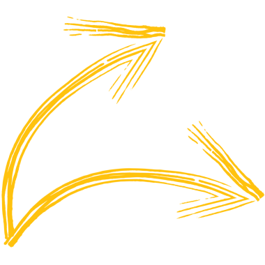 Şeffaf arkaplanı işaret eden sarı okların dijital png çizimi. İzole görüntü, şekil, renk ve yön kavramı.