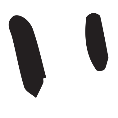 Saydam arkaplanda kopyalama alanı olan iki siyah lekenin dijital png çizimi. İzole görüntü, şekil, renk ve yazım kavramı.