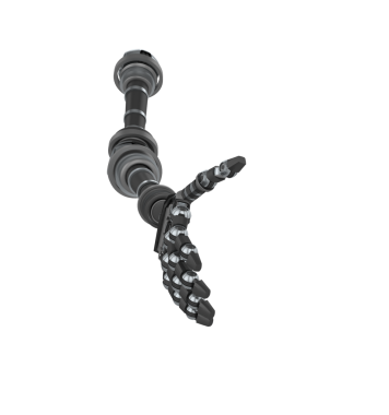 Şeffaf arka planda siyah robotik elin dijital png çizimi. İzole görüntü, şekiller ve teknoloji konsepti.