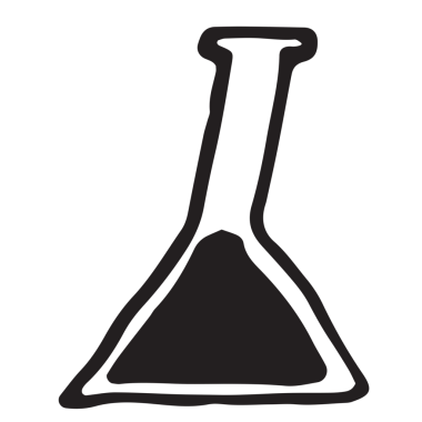 Şeffaf arkaplanda siyah el çizilmiş test tüpünün dijital png çizimi. İzole görüntü, bilgi, kimya.