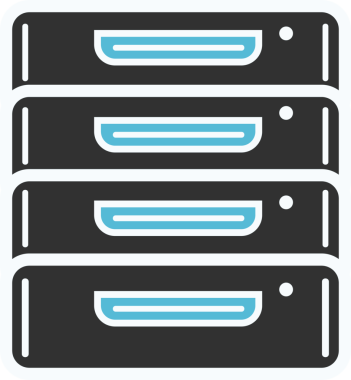 Şeffaf arkaplanda sunucu bilgisayarının dijital png çizimi. İzole resim, bilgisayar, ağ ve iletişim konsepti.