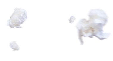 Şeffaf arkaplan üzerine beyaz buruşuk kağıdın dijital png çizimi. İzole görüntü, şekiller ve doku konsepti.