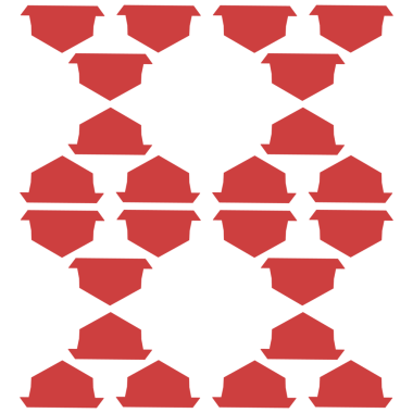 Şeffaf arkaplanda kırmızı şekillerin dijital png çizimi. İzole görüntü, şekiller ve kalıp kavramı.