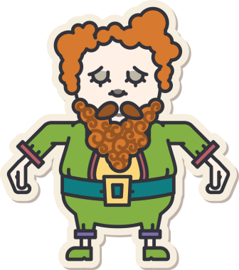 Şeffaf arka planda sakallı cücenin dijital png çizimi. İzole görüntü, peri masalı ve çocukluk..