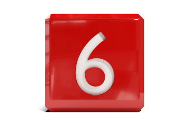 Saydam arkaplanda 6 numaralı tuğlanın dijital png görüntüsü. İzole resim, sayılar ve mesaj kavramı.