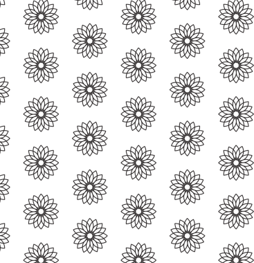 Şeffaf arkaplanda tekrarlanan çiçeklerin siyah desenlerinin dijital png çizimi. İzole görüntü, kalıp ve şekil kavramı.