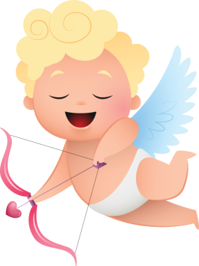 Şeffaf arka planda Mutlu Aşk Tanrısı 'nın dijital png çizimi. İzole görüntü, aşk ve sevgililer günü..