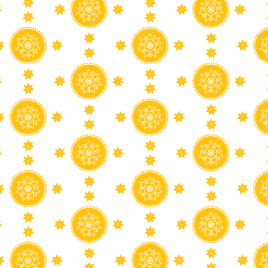 Şeffaf arkaplanda tekrarlanan sarı şekillerin dijital png çizimi. İzole görüntü, kalıp ve şekil kavramı.