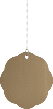 Saydam arkaplanda kopya alanı olan kahverengi etiketin dijital png çizimi. İzole görüntü, şekil, renk ve yazım kavramı.