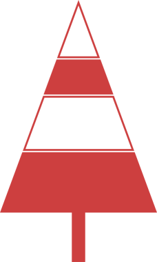 Şeffaf arkaplanda kırmızı ağaç sembolünün dijital png çizimi. İzole görüntü, doğa ve şekil kavramı.