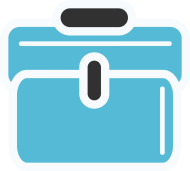 Şeffaf arkaplanda mavi evrak çantasının dijital png çizimi. İzole imaj, iş ve ofis işi kavramı.