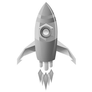 Saydam arkaplanda gri uzay roketinin dijital png çizimi. İzole görüntü, uzay ve astronotluk kavramı.