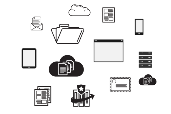 Şeffaf arkaplanda iletişim sembollerinin dijital png çizimi. İzole görüntü, bulut iletişimi, ağ, hesaplama ve mesaj kavramı.