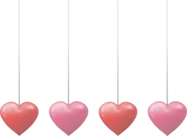 Şeffaf arka planda asılı kalplerin dijital png çizimi. İzole görüntü, şekiller ve aşk konsepti.