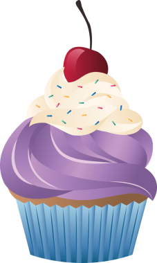 Şeffaf arka planda kirazlı mor pastanın dijital png çizimi. İzole görüntü, yemek, kutlama ve lezzet konsepti.