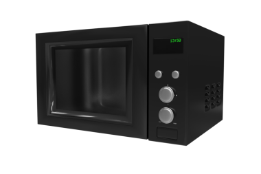 Şeffaf arkaplanda mikrodalga fırının dijital png çizimi. İzole görüntü, yemek ve pişirme konsepti.