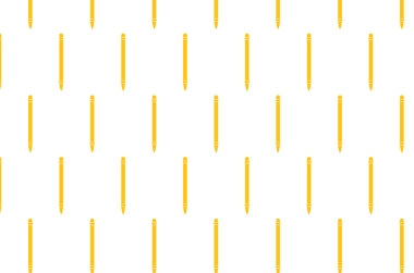 Saydam arkaplanda tekrarlanan sarı kalemlerin dijital png çizimi. Ayrı resim, tasarım arkaplan ve maket.