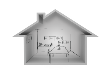 Şeffaf arka planda evin içerisinin dijital png çizimi. İzole görüntü, mülk, iç tasarım ve ev hayatı kavramı.