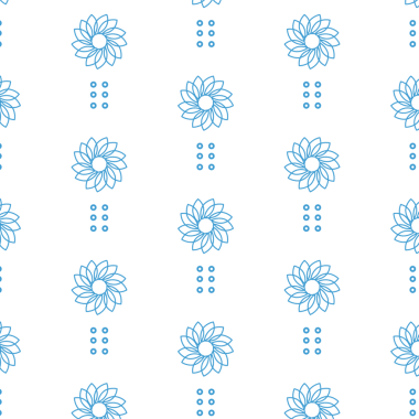 Mavi çiçek ve noktaların dijital png çizimi şeffaf arkaplanda tekrarlandı. Ayrı resim, tasarım arkaplan ve maket.