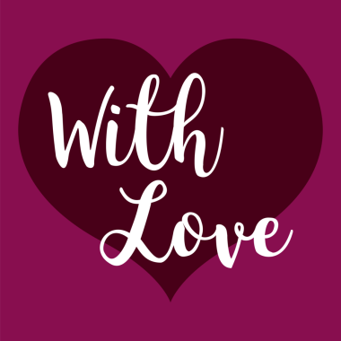 Mor kartın dijital png çizimi ve şeffaf arkaplanda aşk metni. İzole görüntü, aşk ve sevgililer günü..