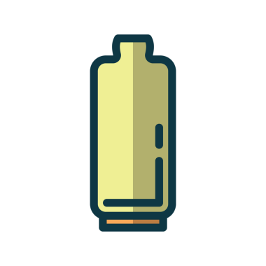 Şeffaf arkaplanda sarı şişenin dijital png çizimi. Ayrı görüntü, renk, şekil ve tasarım arkaplanı.