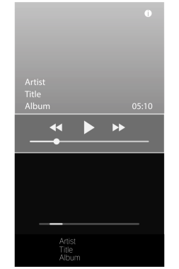 Şeffaf arkaplanda müzik çaların dijital arayüzünün dijital png çizimi. İzole görüntü, dijital arayüz, bilgisayar, müzik ve eğlence kavramı.