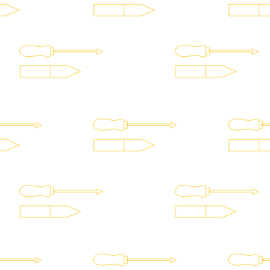 Şeffaf arkaplanda sarı desenli tornavida ve kalemlerin dijital png çizimi. İzole görüntü, kalıp ve şekil kavramı.