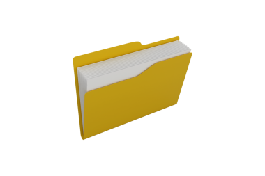 Şeffaf arkaplanda sarı klasörün dijital png çizimi. Ayrı görüntü, veri depolama ve ofis.