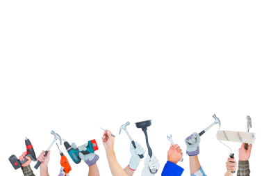 Şeffaf arkaplan üzerinde iş aletleri olan ellerin dijital png fotoğrafı. İzole fotoğraf, iş ve profesyonel çalışma araçları.