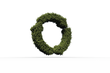 Geri dönüşüm sembolünün dijital png çizimi ve şeffaf arka planda çim. İzole görüntü, ekoloji, geri dönüşüm ve doğa kavramı.