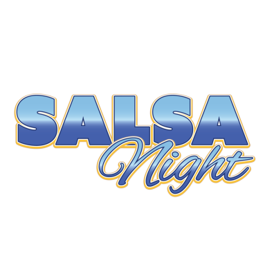 Şeffaf arka planda mavi salsa gece metninin dijital png çizimi. İzole görüntü, bilgi ve duyuru, parti.