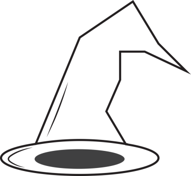 Saydam arkaplanda kopya alanı olan siyah cadı şapkasının dijital png çizimi. Ayrı görüntü, şekil, renk, kumaş, cadılar bayramı ve yazı kavramı.