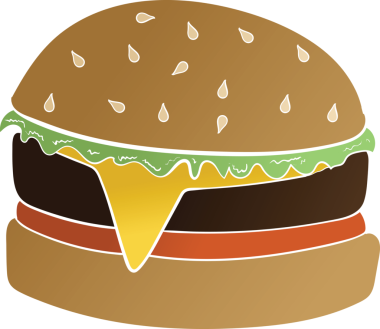 Şeffaf arkaplanda hamburgerin dijital png çizimi. İzole görüntü, şekil, renk ve yiyecek ve içecek konsepti.