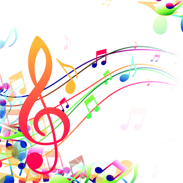 Digital png illustration of colourful notes on transparent background. Isolated image, music, background design and pattern.