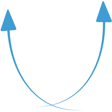 Saydam arkaplanda fotokopi alanını gösteren iki mavi okun dijital png çizimi. İzole resim, şekil, renk, yazı ve yön kavramı.