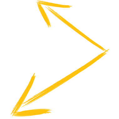 Şeffaf arkaplanda iki sarı köşegen okun dijital png çizimi. İzole görüntü, yön ve rota.